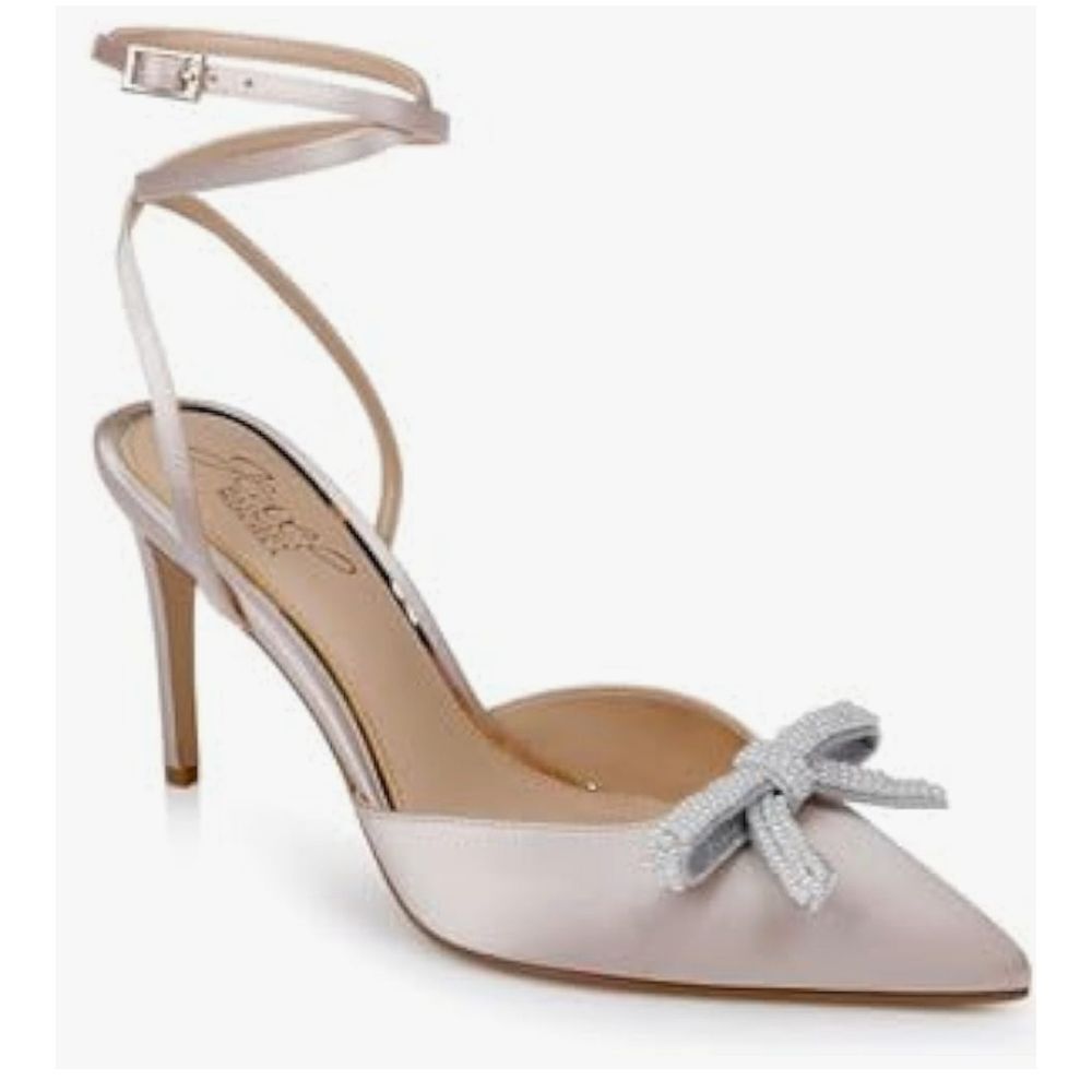 Jewel Badgley Mischka Kynlee Patent Leather Stiletto Heel with Crystal Bow